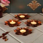 MAX MART Tealight Candle Holder for Home Diwali Decoration Items Iron Tea Light Candle Holders for Table Top Indoor Outdoor Décor Pack of 4 with Wax t Light
