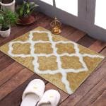 Enyra Bath Mat Anti-Slip Hot Melt Coating Serene Microfibre Abstract Design Bath Mat - 37x57 cm, Floor Mat for Bathroom/Bedroom/Kitchen/Door - Pack of 2 Piece - Beige