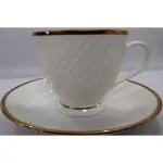 CLAY CRAFT Pack of 12 Bone China (White, Cup and Saucer Set)