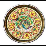 Sv Traders Stainless Steel Decorative Meenakari Pooja Thali (12 inches, Multicolour)