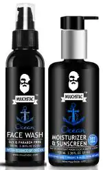 Muuchstac Ocean Glow Combo: Refreshing Ocean Face Wash (100 ml) + Hydrating Ocean Moisturizer & Sunscreen (100 ml) for Radiant Skin