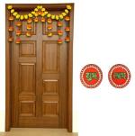 Tuelip Artificial Door Hanging Flower Toran with Bell & Acrylic Decorative Shubh Laabh 3.3 ft