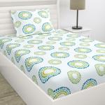 Haus & Kinder 100% Cotton Bedsheet for Single Bed | 1 Single Bedsheet Cotton (88 x 57 Inches) with 1 Pillow Cover | 144 TC Radiant Circles