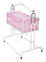 Infanto Compact Cradle DLX | with Adjustable Height | Easy Flat Folding | Protective Net Cover | Smooth Swing-CC29A-DLX-PINK