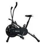 Reach AB-100 Air Bike with Moving or Stationary Handle Adjustable Resistance with Cushioned Seat Fitness for Home Gym Exercise Cycle Black