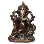 ARTVARKO Decorative and Handicraft Antique Look Brass Ganesh Bhagwan Murti on Carved Singhasan with Mooshak - 10 inch