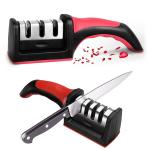 ZURU BUNCH Stainless Steel Kitchen Knife Sharpener Helps Repair, Restore and Polish Blades, Knife, and Scissors, 3 Stage Manual Professional Knife Sharpener for Kitchen, Camping & Hiking