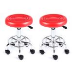 TRENDS FURNISHERS Office Stool/Chair/Cafeteria Stool/Bar Stool Finish Color -RED (Set of 2 Pcs Hospital Food Stool (Steel)