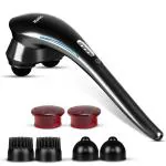 AGARO Regent Handheld Double Head Massager, 4 Massage Heads, 4 Modes, For Pain Relief and Relaxation, Neck, Back, Shoulder, Leg, Foot, Full Body Massager, Black