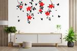 Decal O Decal Hibiscus Flower Hanging With Butterflies Wall Sticker Self Adhesive Sticker