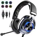 Eksa E3000 Gaming Wired On Ear Headphones With Mic With Stereo, Gaming With Noise Cancelling, Led Light For Pc, Ps4, Ps5 (Silver)
