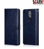 SCARDY NOKIA 6.1 PLUS BACK COVER / LEATHER FLIP COVER / BLUE COLOR