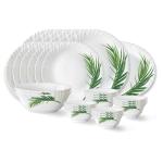 Larah by Borosil Fluted Crescent Opalware Dinner Set | 27 Pieces For Family Of 6 | Microwave & Dishwasher Safe | Bone-Ash Free | Crockery Set For Dining & Gifting | Plates & Bowls | White