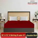 Mattress Protector Terry Cotton Ultra Soft Maroon Bed protector Waterproof mattress protector Cover for Double Bed 72 x 78 inch