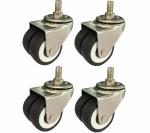 Ackwheel Black, White Polyurethane Moving Double Wheel Caster, 2 Inch