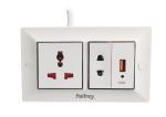 Palfrey Electric Extension Board - 1 Universal Socket + 1 Two Pin Socket + 1 USB Socket with 1.0 mm Heavy Duty 5 Meter Wire