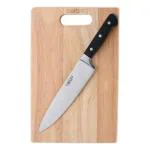 Godrej Cartini Rubberwood Chopping Board and Stainless Steel Professional Chef Knife (Set of 2)
