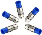 TAAPSEE RG6 F Type Connector Coax Compression Fitting Coaxial Straight Antenna Cable Adapter (Blue, Pack of 5)