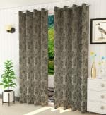 JARS Collections Set of 2 Velvet floral suede Blackout Grey Window Curtains(4x6 ft)
