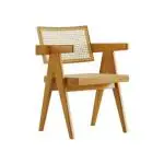 BHAWANI CRAFT Japanese Nordic Style Restaurant Chandigarh Dining Room Wooden Cane Rattan Wicker Dining Arm Chair Rattan Dining ChairNatual Oil, eco-Friendly Product