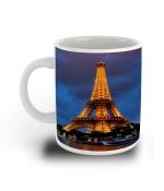 Whats Your Kick Eiffel Tower in Night Printed White Ceramic Coffee Mug 325 ML