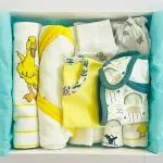TinyLane - Curated for you All in One Bamboo: Cotton Newborn Baby Shower Gift Pack, Pack of 13 Pieces, 0-6+ Months, Multi Color (Duck + Plain Combo)