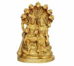 Idol Collections Gold Brass Lord Vishnu With Lakshmi Murti Statue For Home Decor, 8 Inch