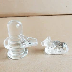 DARIDRA BHANJAN - Sphatik Shivling with Nandi Maharaj for Puja Transparant | Home Decor | Car Dashboar | Gifting Item (Size 5cm Approx).