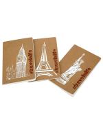 Whats Your Kick Monuments Theme Inspired Recycled Soft Cover Premium Designer Printed Kraft Paper Brown Paper Set of 3 Notebook Journal Diary A5 Size Ruled 160 Pages 80 GSM