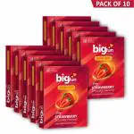 Bigfun Flavoured Condom Combo Pack of 10 (3Pcs each Pack) | Dotted, Ribbed & Contoured Long-Lasting Juicy Strawberry Condom For Men (Total 30pcs)