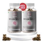 Tefety Brain Wave Gummies-Brain Support Supplement for Better Memory, Learning & Focus |Ayurvedic Memory Supplement with Goodness of Brahmi and Shankapushpi- Orange Flavor 30 Gummy Bears | Pack of 2