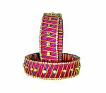 Aashirwad Traders Handmade Pink Plastic and Silk Thread Kundan Bangle (Women) - 2.6 (set of 2)