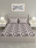 TRIDENT Occasions Gift Box , 100% Cotton Bed Sheets, 3-Piece Set, 1 Bedsheet and 2 Pillowcases , Anti Microbial Finish, 144 Thread Count,Queen Size Sheet ,Oblique Plum (228Cm*254Cm)