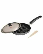 Tosaa Aluminium Non-Stick 12 Cavity Appam Patra with Lid (Black, 21 cm)