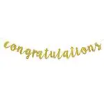 Festiko Gold Glitter Congratulations Banner For Wedding, Anniversary, Graduation, Congrats Master Bunting, Retirement Party Decorations Supplies