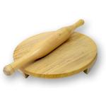 Jayam Traditional Wooden Chakla Belan Set Rolling Board with Pin(Brown), 22 cm Diameter