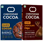 Christopher Cocoa, Dark Cocoa Powder, Unsweetened, 100g, Dark Chocolate Chips 200g (Bake, Cake, Hot Chocolate, Drinking Shakes)