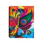 SHASWAT ART Peacock Feather Modern Style Canvas Painting with Wooden Box Frame for Living Room, Bed Room, Office, Hotels (46cm x 61cm)