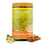 TEACURRY Tulsi Masala Chai (100 Grams) - Premium Farm Fresh Masala Chai for Immunity | All Natural - Cardamom, Cinnamon, Clove, Mulathi, Ginger, Ashwagandha, Tulsi | Tea for Cough & Cold
