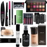 ClassyHuda Makeup Kit Pearl Prep+Prime Primer,Fixer,Foundation,Loose Face Powder,Eyeliner,Mascara,Eyebrow Pencil,Kajal,Green Stick,Lipstick,Makeup Brushes,Eyelashes,Eyeshadow(Set of 11)