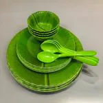 Inpro Melamine Dinner Set Perfect Kitchen Utensils Set Of 16- Dinnerware includes 4 Full Plates, 4 Half Plates, 4 Bowls and 4 Spoons