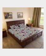 NEELA COTTON MILLS (P) LTD. RICH COTTON LEAF PRINT 125 GSM PINK COLOUR PREMIUM DOUBLE BEDSHEET & 2 PILLOW COVERS