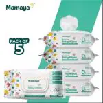 MAMAYA BABY WIPES/PACK OF 5 WITH LID/WITH ALOEVEERA