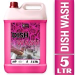 FLISKO Dishwash Liquid 5 Liter Pink Eco-Friendly, Non-Toxic, Biodegradable, Removes Tough Grease, Soft on Hands