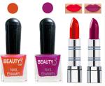 OUR BEAUTY Perfect Combo Of Velvet Matte Lipsticks Ultra Shine Nail Polish (Set Of 4)