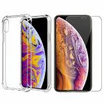 Kite Digital iPhone Xs Max Transparent Bumper Shock Proof Corner Soft TPU Silicone Flexible Back Case Cover + Transparent Tempered Glass Screen Protector