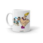 Cheeksy Johnny Bravo Standing With Girls Printed Milk Mug 300 Ml | Gift For Couple | Daughter | Birthday | Friends | Sister | Brother | Kids | Valentine Day | Funky | Set Of 1