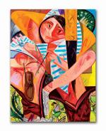 Tamatina Multicolor Dana Schutz Art Emmet Till Modern Art Canvas Painting - 24X18 Inch