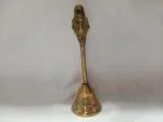 VRINDA METAL ART Brass Pooja Hand Bell Hindu Ghanti Musical Instrument for Aarti Prayer Golden