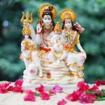 Chaque Decor Hand painted Shiva Family For Pooja Room Decoration (9x5x12) (White)